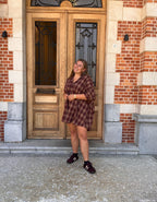 Rogers geruite jurk bordeaux - Les Soeurs