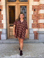 Rogers geruite jurk bordeaux - Les Soeurs