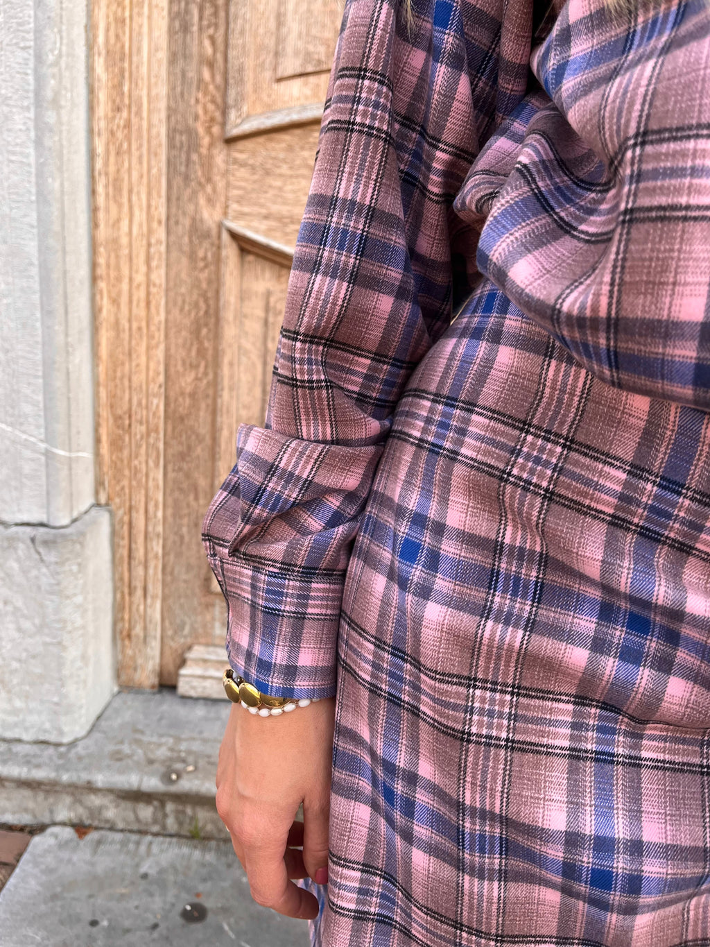 Hallie karierter Minirock Royalblau/Pink - Les Jumelles