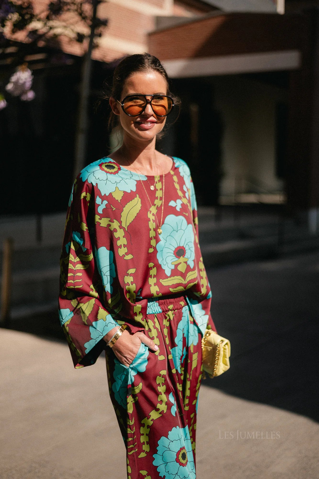 Gill blouse burgundy turquoise - Les Jumelles