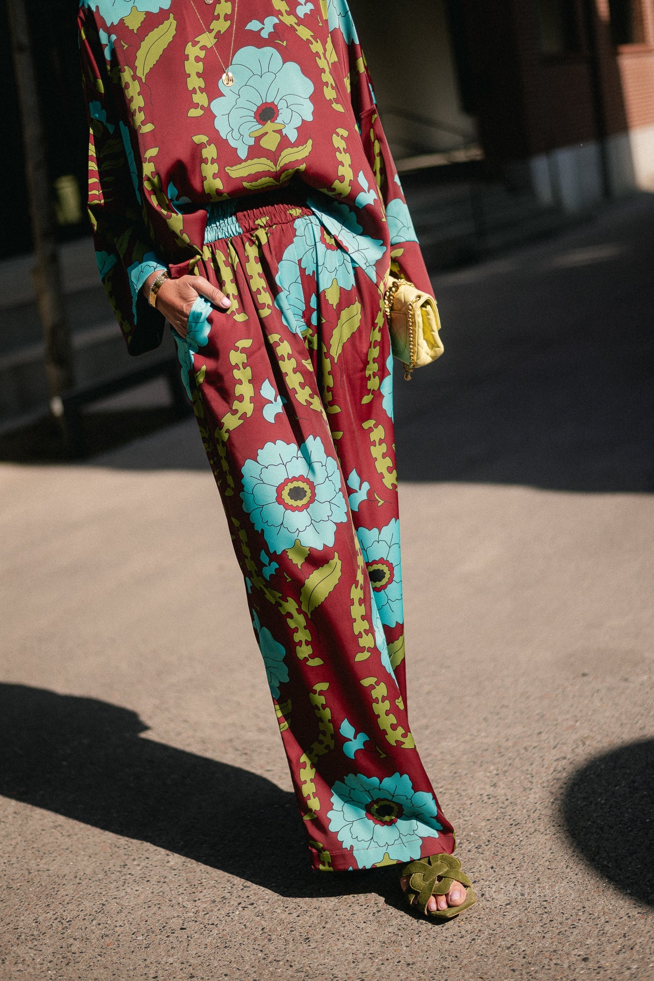 Gill broek burgundy turquoise - Les Jumelles