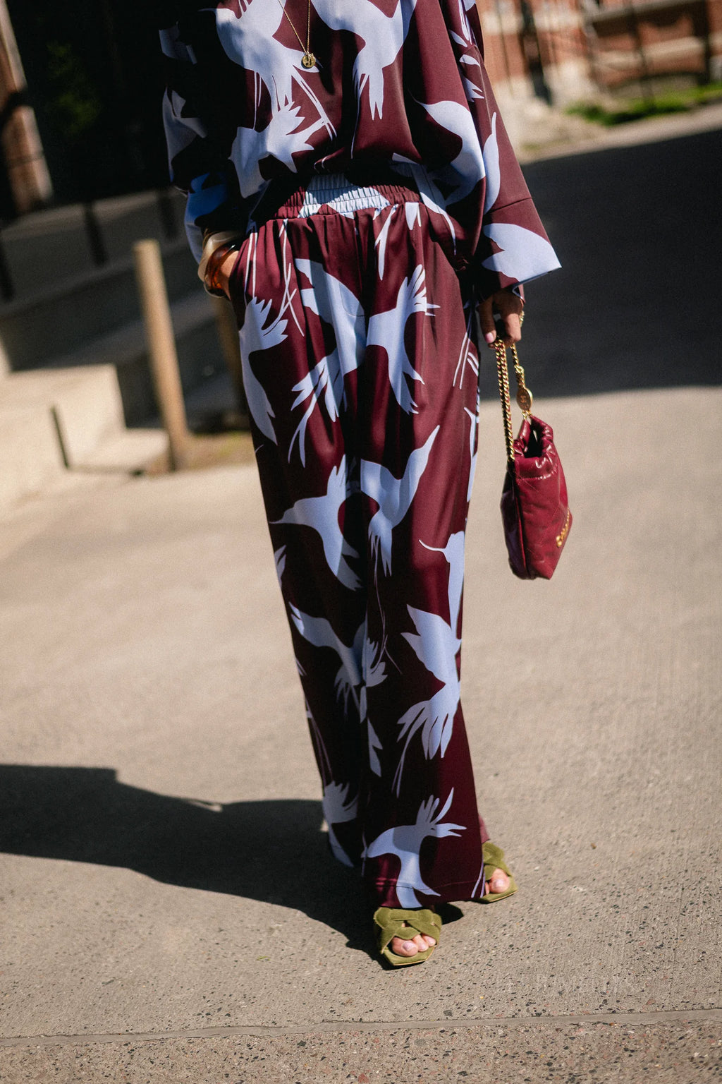 Gill broek burgundy baby blue  - Les Jumelles