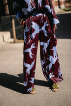 Gill broek burgundy baby blue  - Les Jumelles