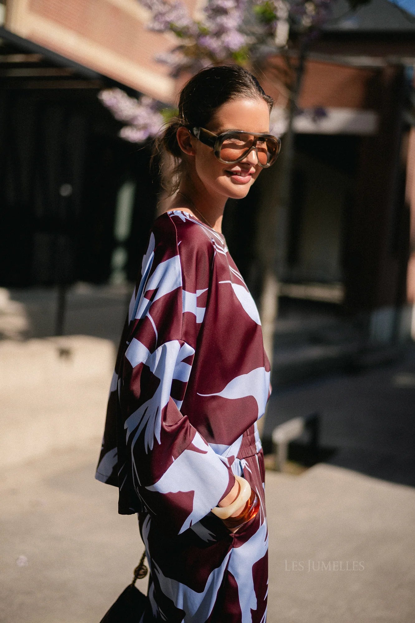 Gill blouse burgundy baby blue - Les Jumelles