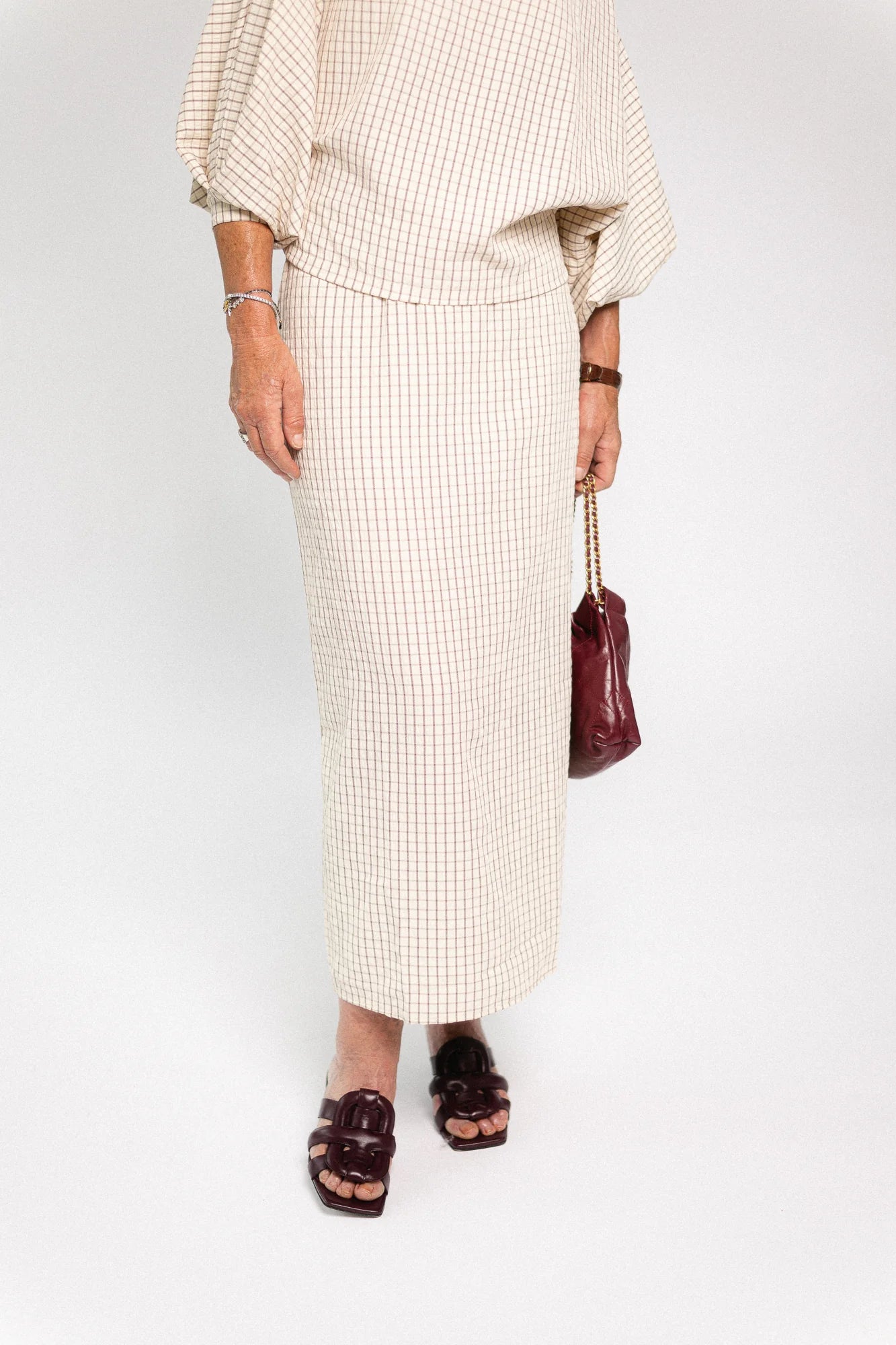Cosette checkered rok ecru - Les Jumelles