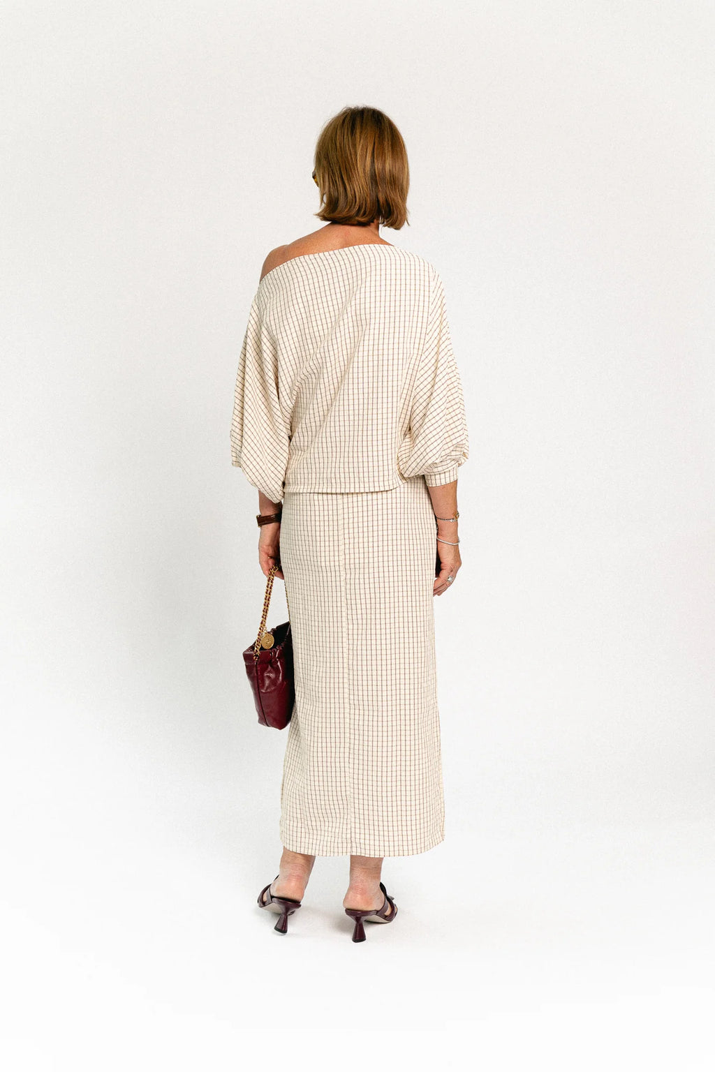 Cosette checkered rok ecru - Les Jumelles