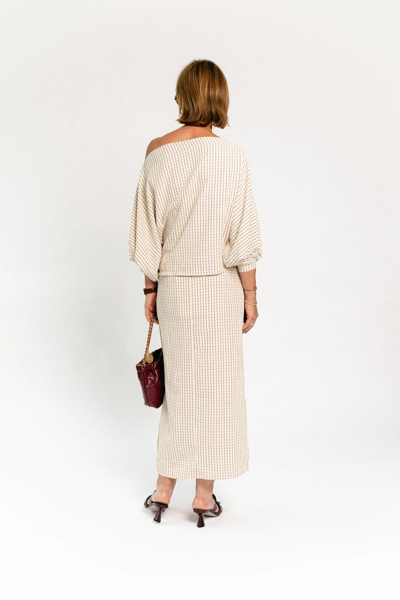 Cosette checkered rok ecru - Les Jumelles