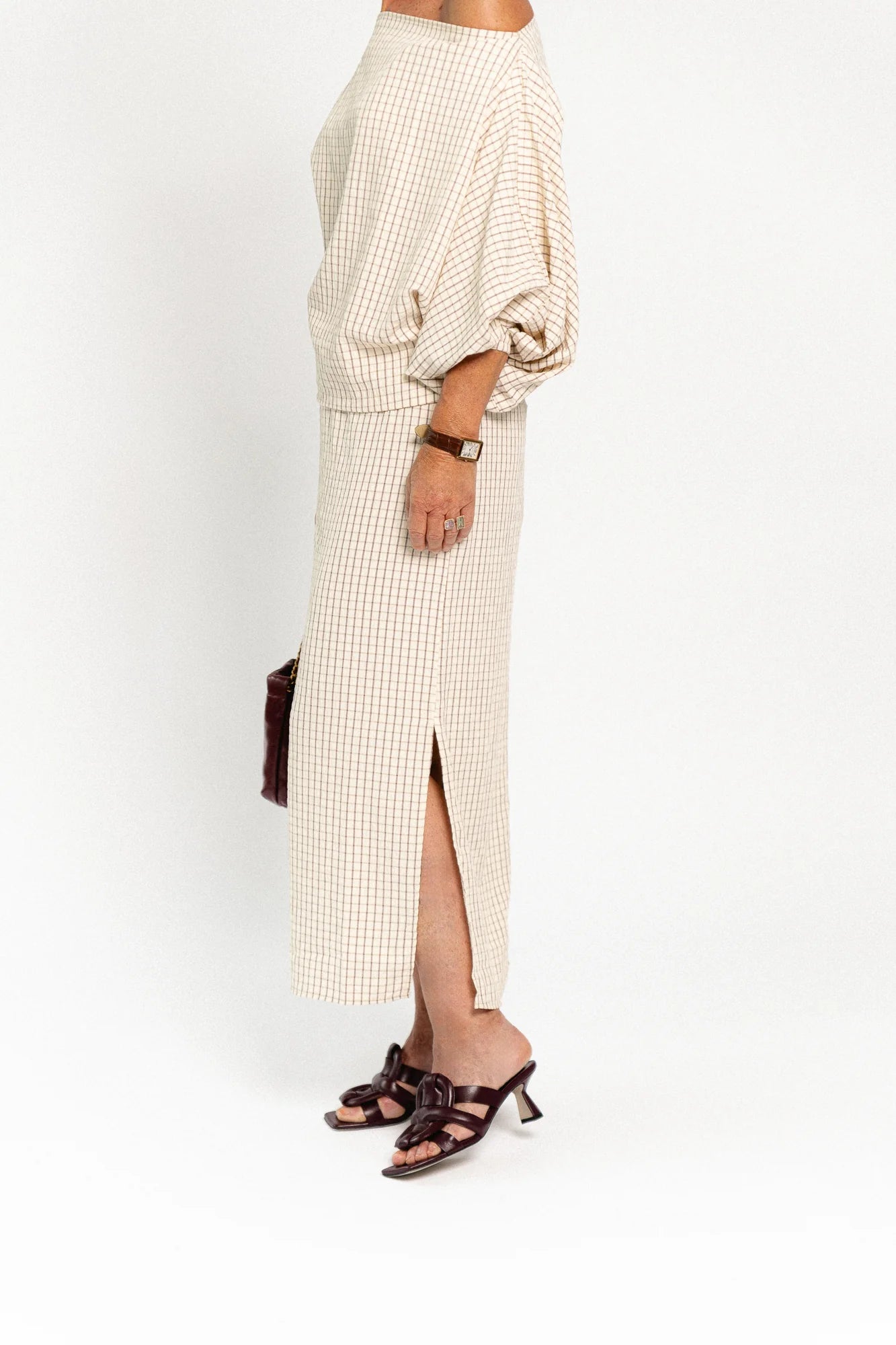 Cosette checkered rok ecru - Les Jumelles