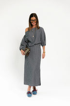 Cosette checkered blouse navy - Les Jumelles