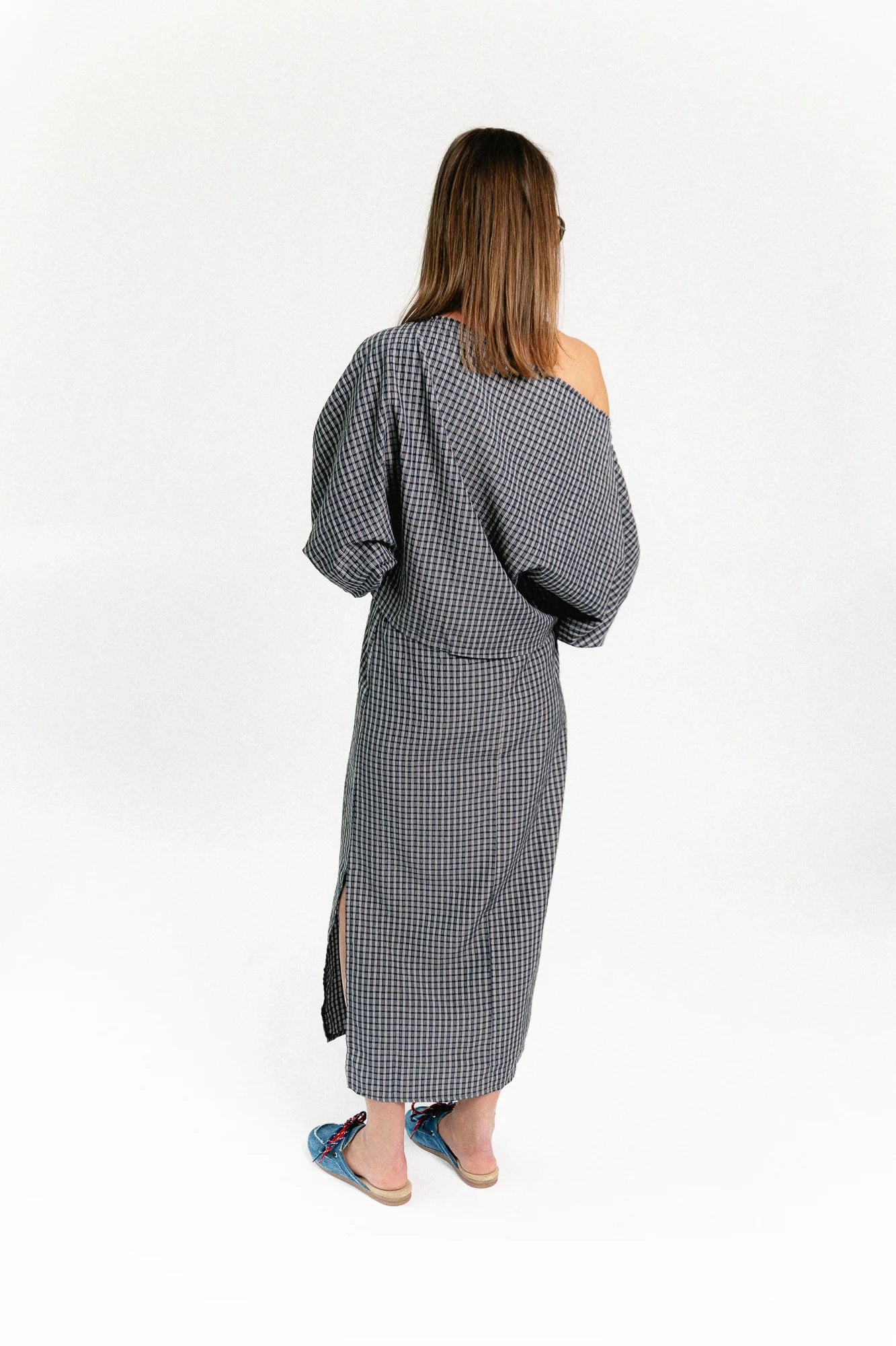 Cosette checkered blouse navy - Les Jumelles