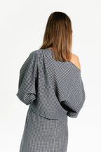 Cosette checkered blouse navy - Les Jumelles