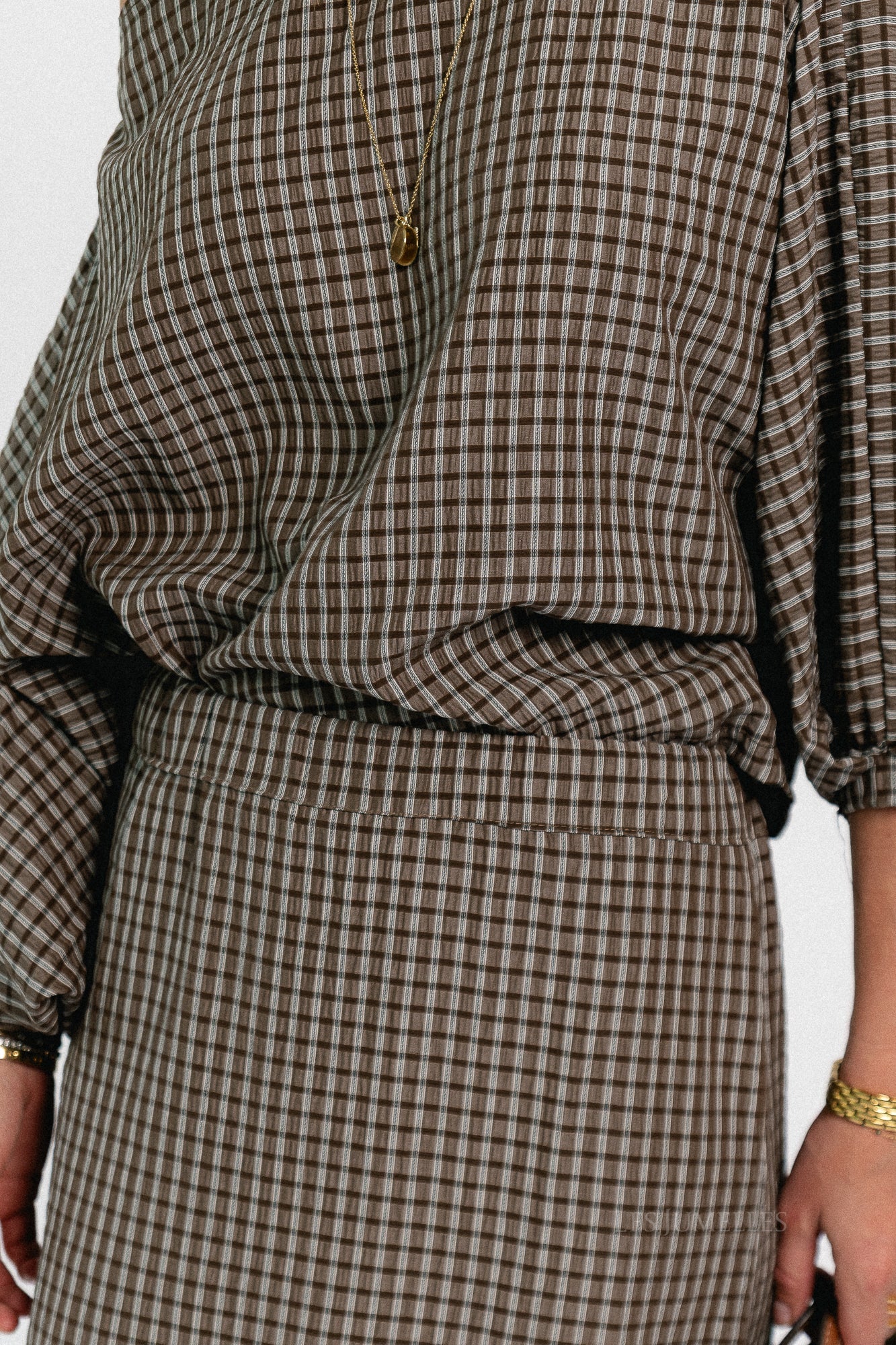 Cosette checkered blouse hot chocolate - Les Jumelles