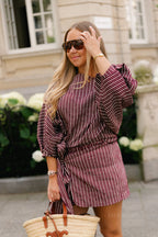 Cosette blouse burgundy streep - Les Jumelles