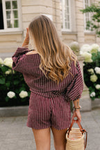 Cosette blouse burgundy streep - Les Jumelles