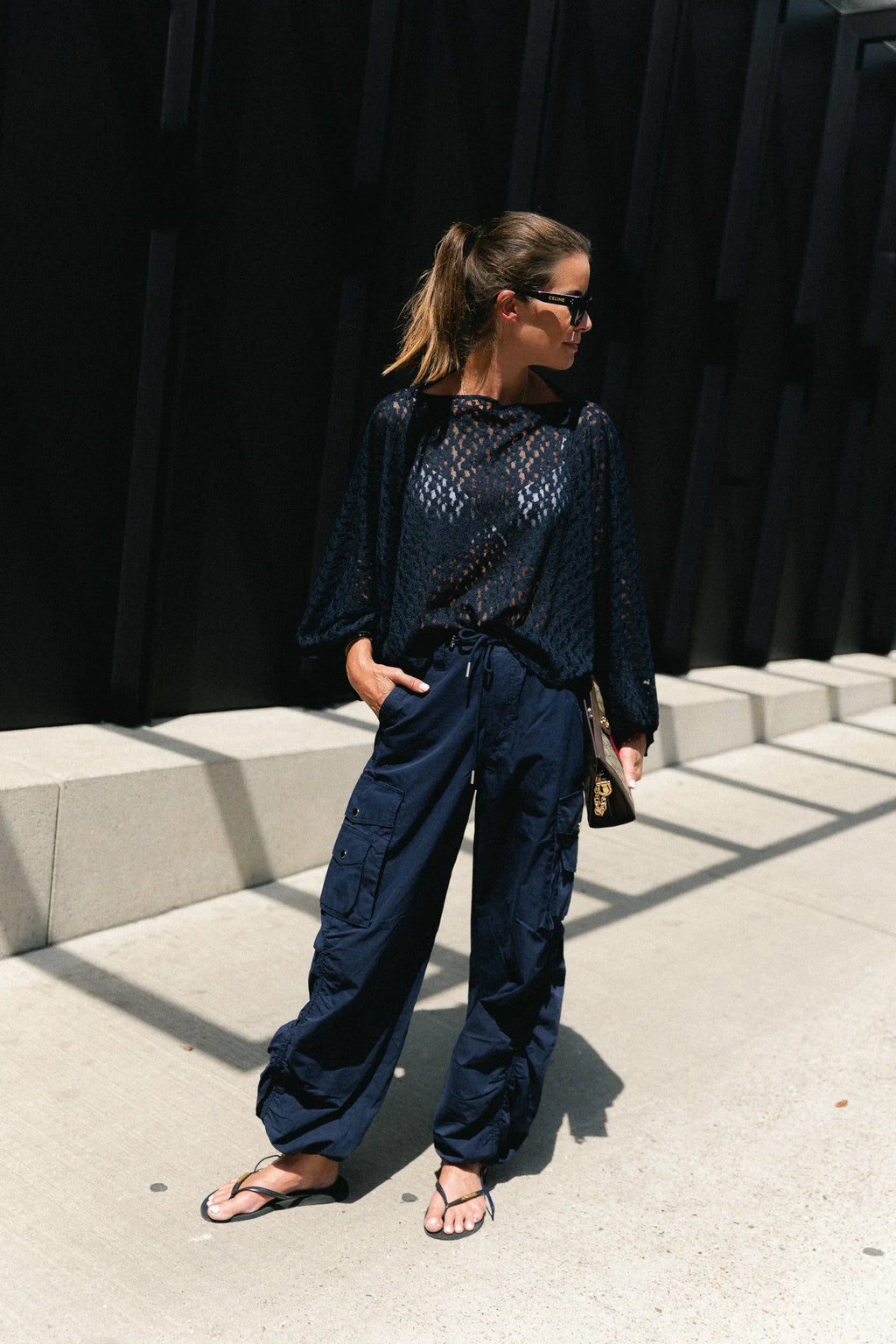 Monica lace blouse navy - Les Jumelles