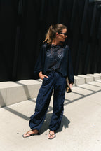 Monica lace blouse navy - Les Jumelles