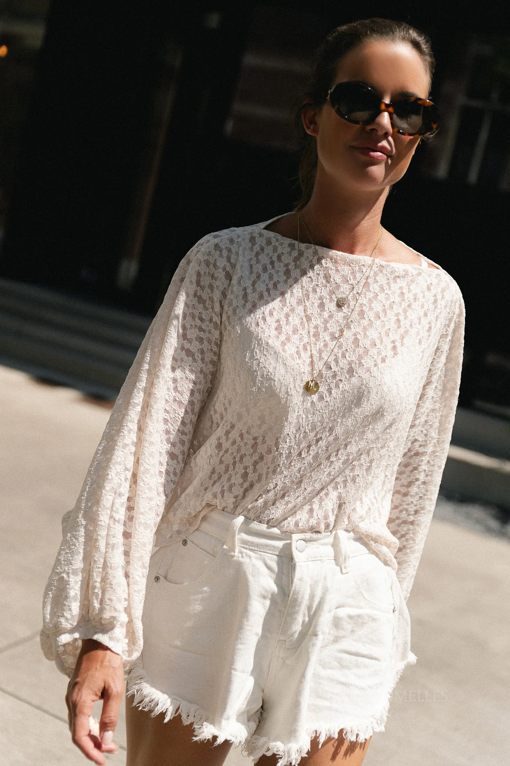 Monica lace blouse ecru - Les Jumelles