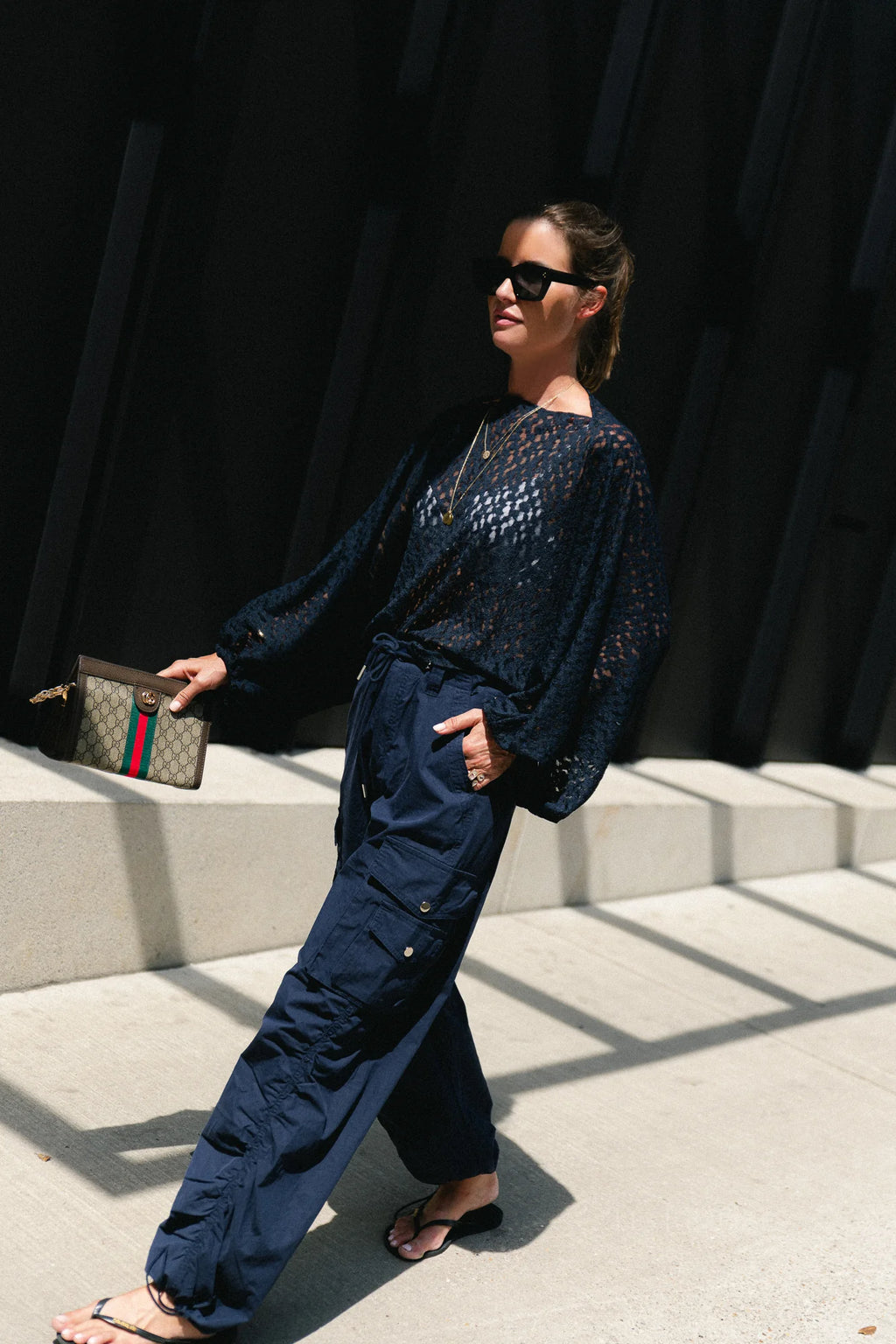 Monica lace blouse navy - Les Jumelles