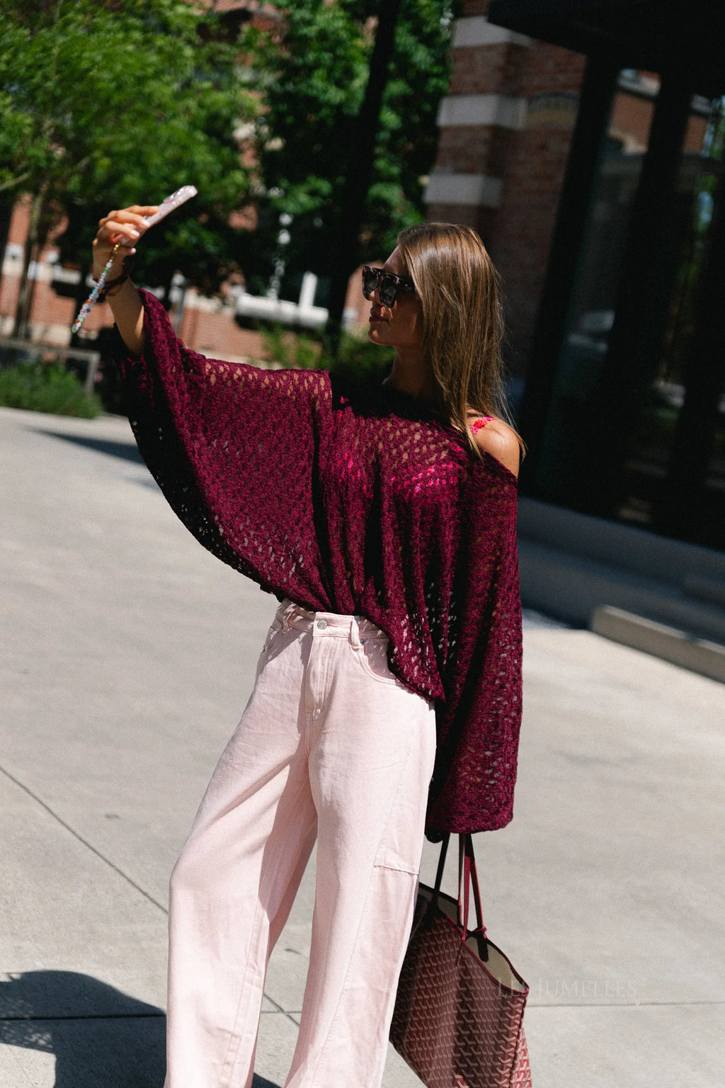 Monica lace blouse burgundy - Les Jumelles