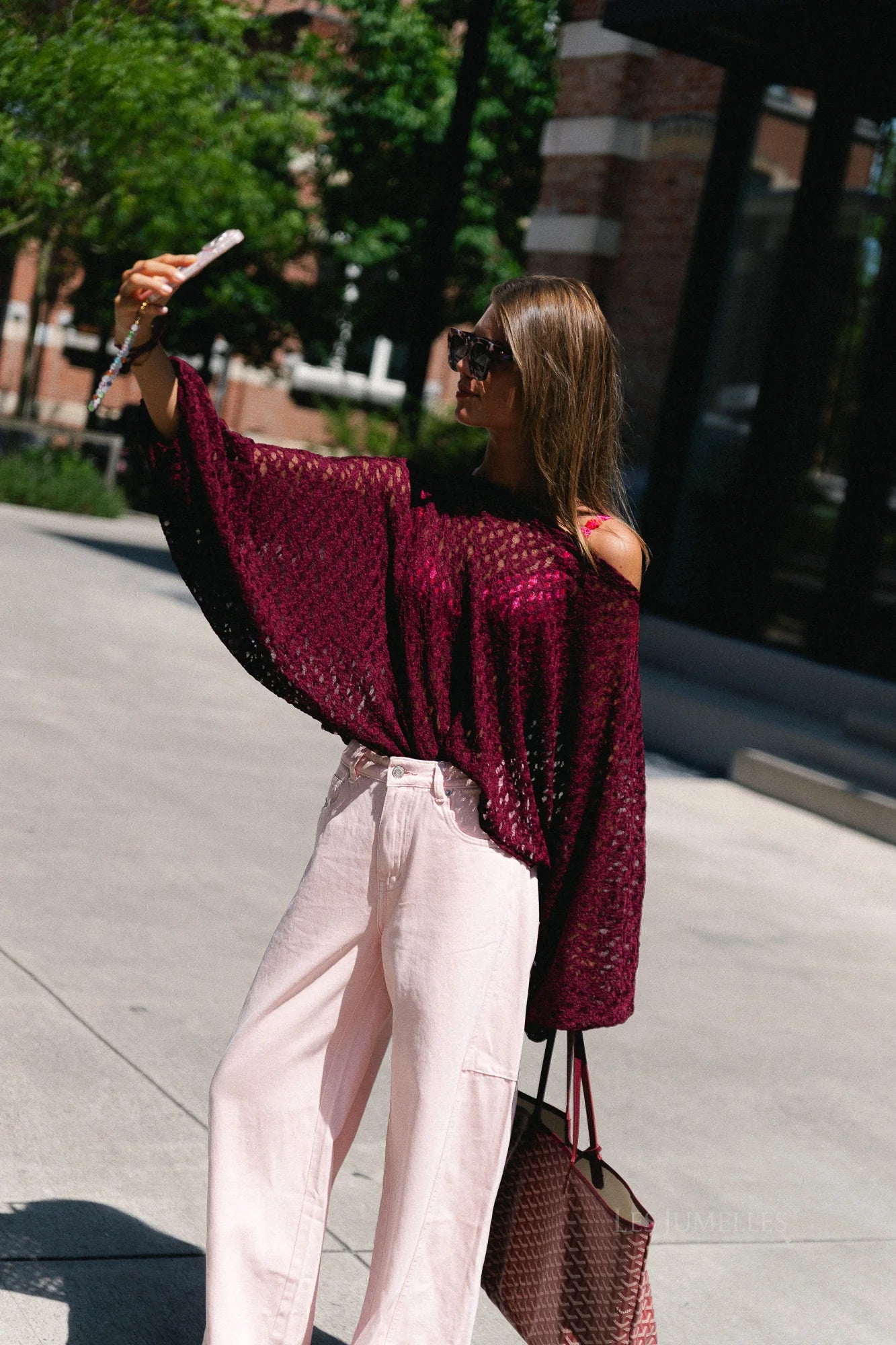 Monica lace blouse burgundy - Les Jumelles