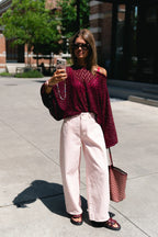 Monica lace blouse burgundy - Les Jumelles