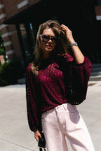 Monica lace blouse burgundy - Les Jumelles