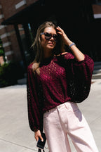 Monica lace blouse burgundy - Les Jumelles