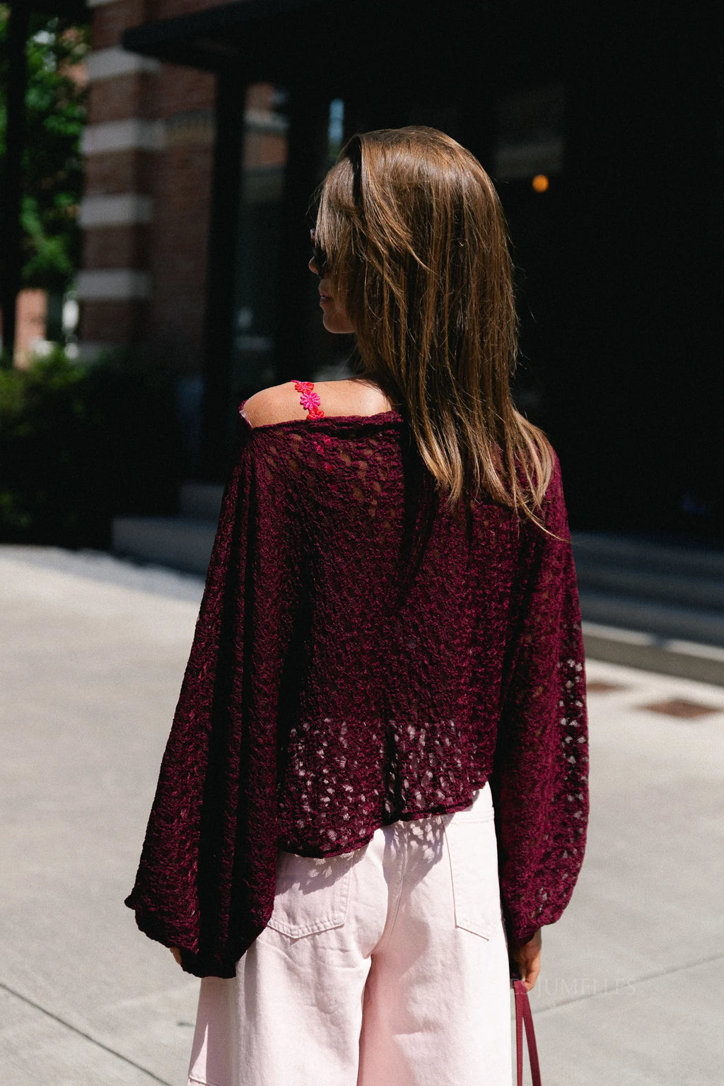 Monica lace blouse burgundy - Les Jumelles