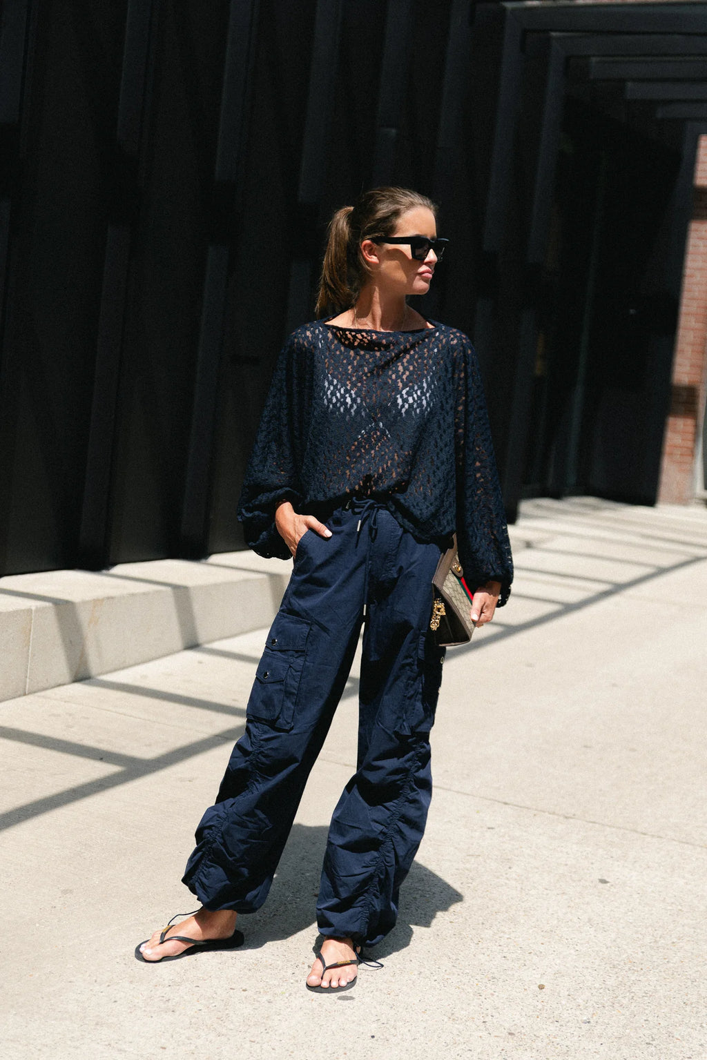 Monica lace blouse navy - Les Jumelles