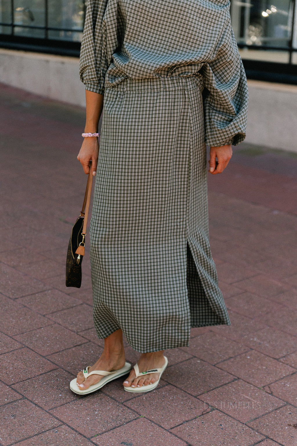Cosette geruite rok khaki - Les Jumelles