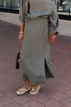 Cosette geruite rok khaki - Les Jumelles