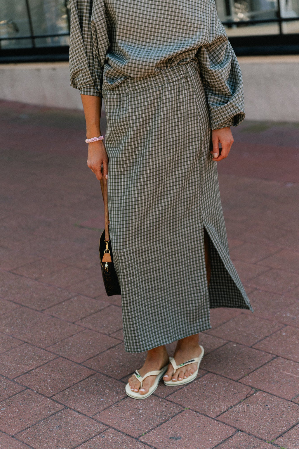 Cosette geruite rok khaki - Les Jumelles