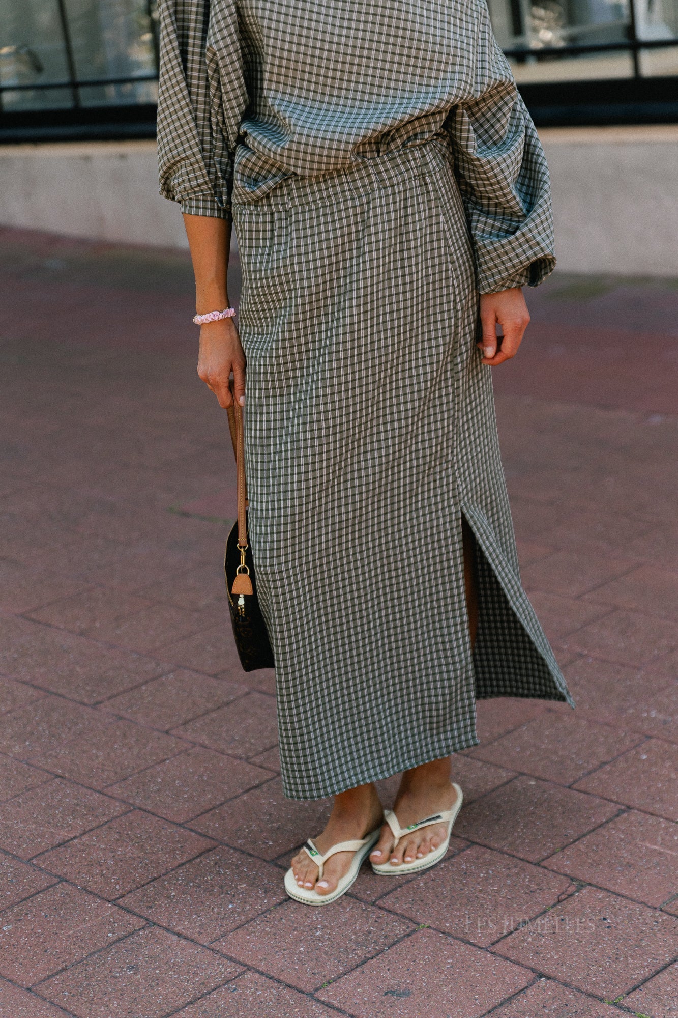 Cosette geruite rok khaki - Les Jumelles