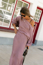 Cosette signature check rok donker roze - Les Jumelles