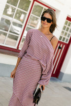 Cosette signature check blouse donker roze - Les Jumelles