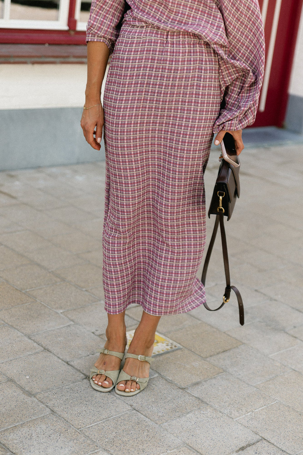 Cosette signature check rok donker roze - Les Jumelles