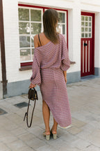 Cosette signature check blouse donker roze - Les Jumelles