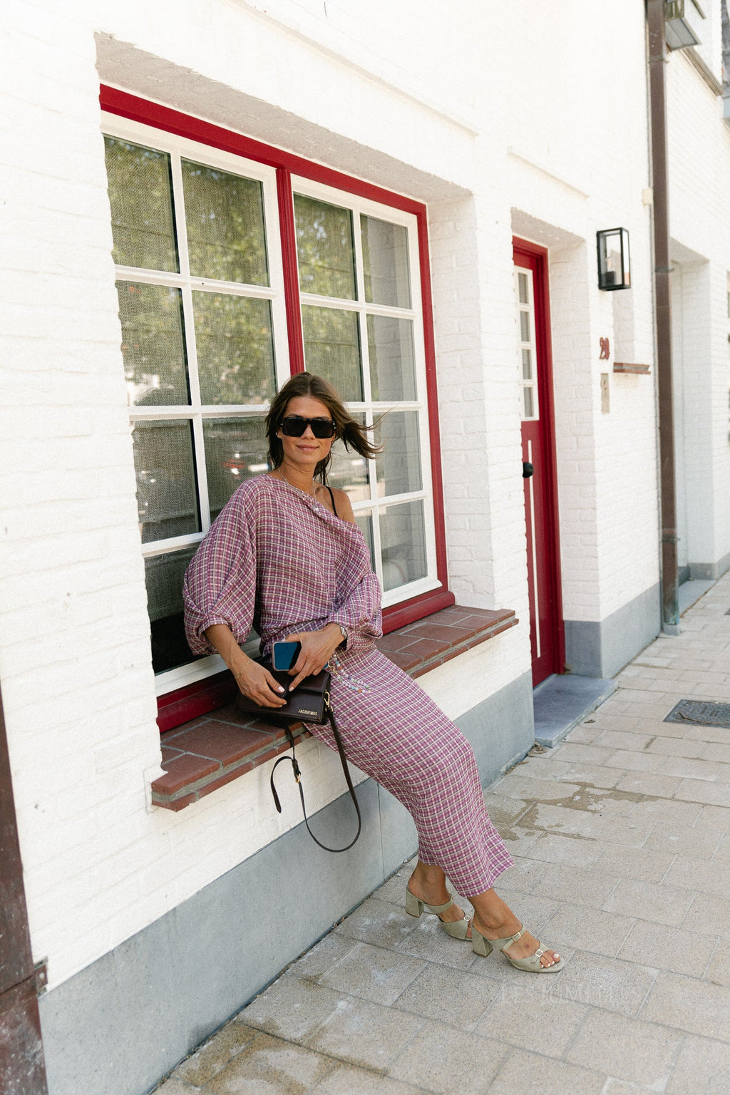 Cosette signature check rok donker roze - Les Jumelles
