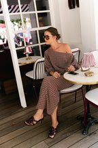 Cosette signature check blouse burgundy - Les Jumelles