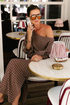 Cosette signature check blouse burgundy - Les Jumelles
