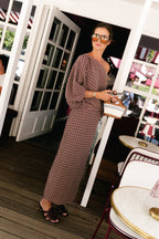 Cosette signature check blouse burgundy - Les Jumelles