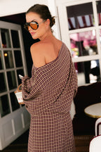 Cosette signature check blouse burgundy - Les Jumelles