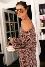 Cosette signature check blouse burgundy - Les Jumelles