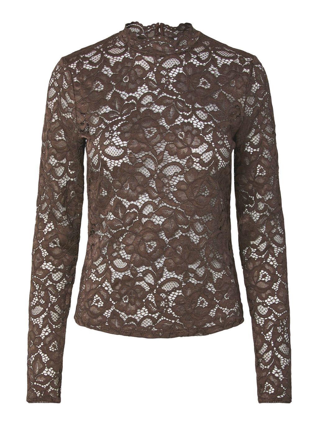 Yaslacey chocolate brown lace blouse - YAS