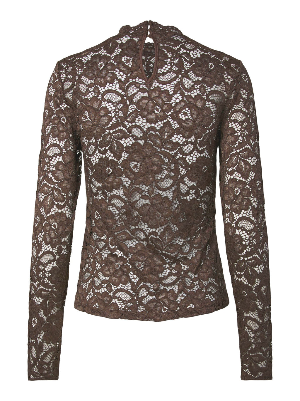 Yaslacey chocolate brown lace blouse - YAS