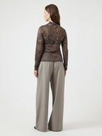 Yaslacey chocolate brown lace blouse - YAS
