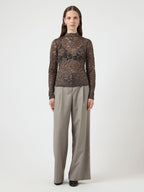 Yaslacey chocolate brown lace blouse - YAS