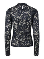 Yaslacey lace longsleeve navy - YAS