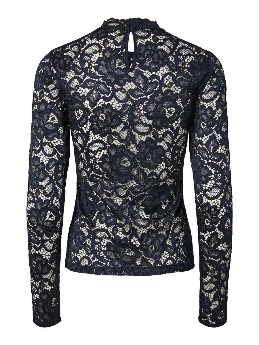 Yaslacey lace longsleeve navy - YAS