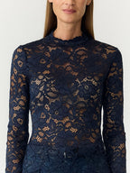 Yaslacey lace longsleeve navy - YAS
